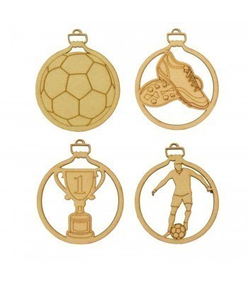 Laser Cut Pack of 4 Themed Baubles - Football Theme